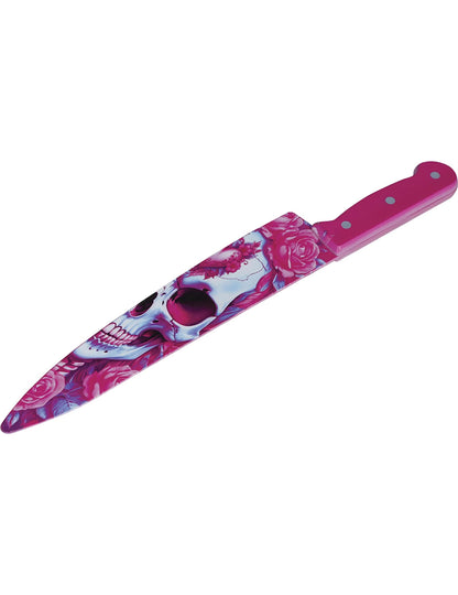 Rosa Messer mit Totenkopf-Motiv 35 cm
