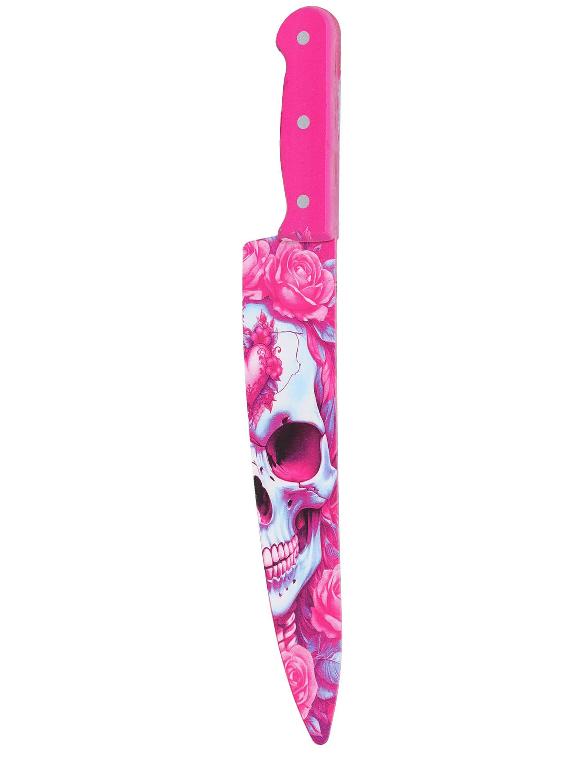 Rosa Messer mit Totenkopf-Motiv 35 cm