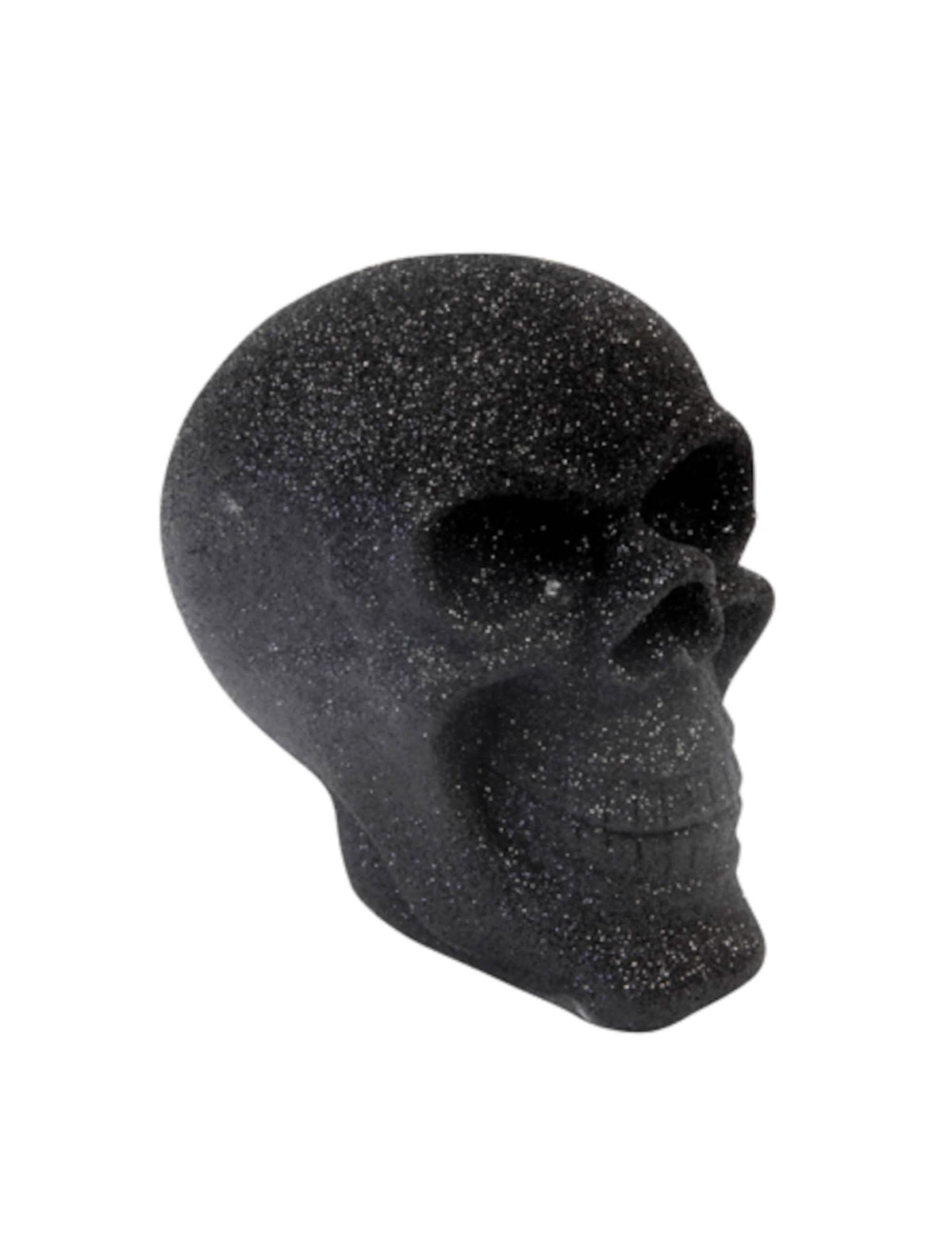 Crâne Halloween pour décoration noir à paillettes en résine