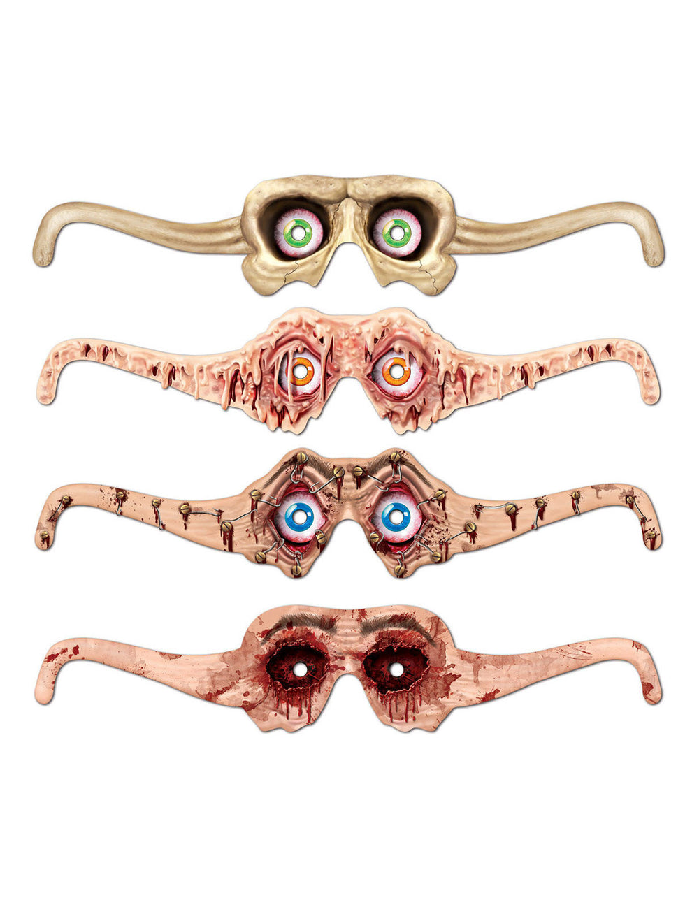 Lunettes en carton effrayantes pour Halloween modèles gore et zombie assortis