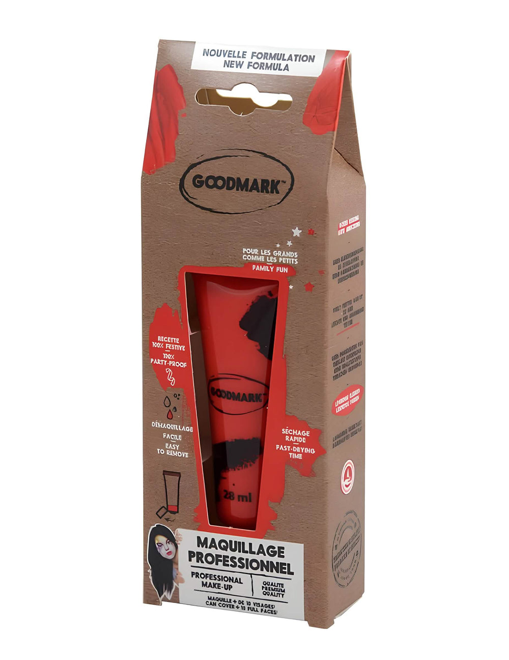 Ansicht der Verpackung der professionellen wasserbasierten Schminke
