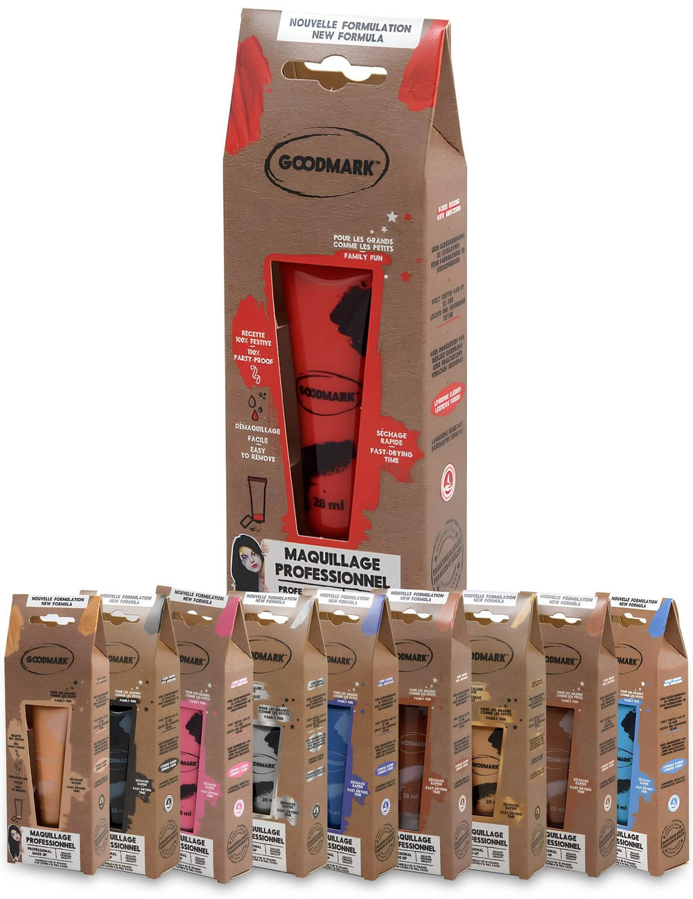 Professionelle Creme-Schminke auf Wasserbasis für Erwachsene und Kinder Rot und verschiedene Farben
