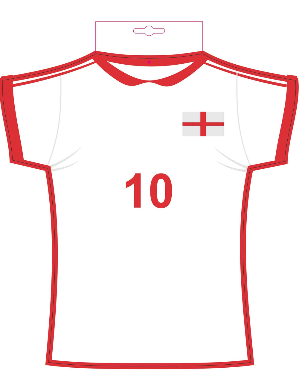 Zuschneiden England-Trikot für supporter Weiß und Rot mit Nummer 10