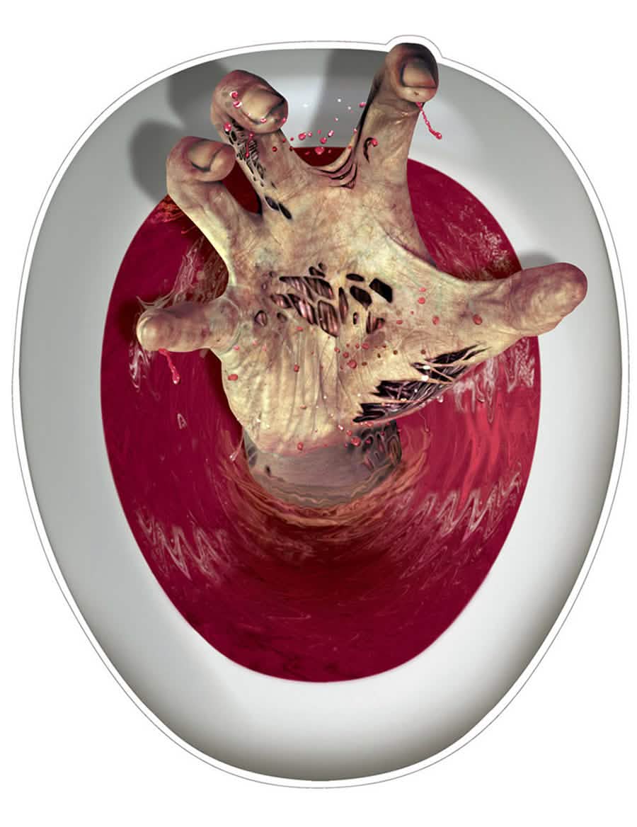 Décoration autocollante pour wc main de zombie sanglante