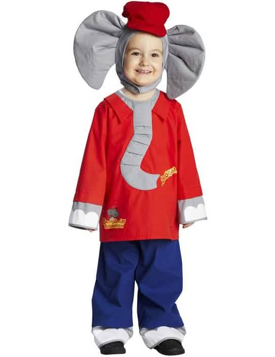 Verkleidung Benjamin Blümchen™ für Kinder Rot und Blau mit grauem Rüssel