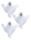 Lot de 3 fantômes à suspendre pour décoration blancs avec têtes de squelette