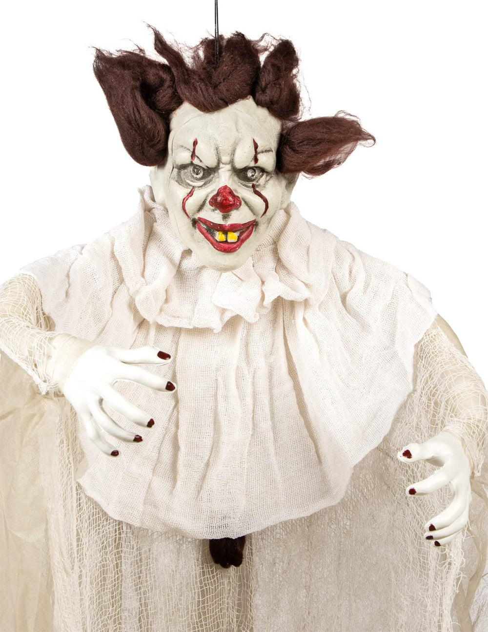 Großaufnahme des Gesichts der hängenden Dekoration Mörder-Clown