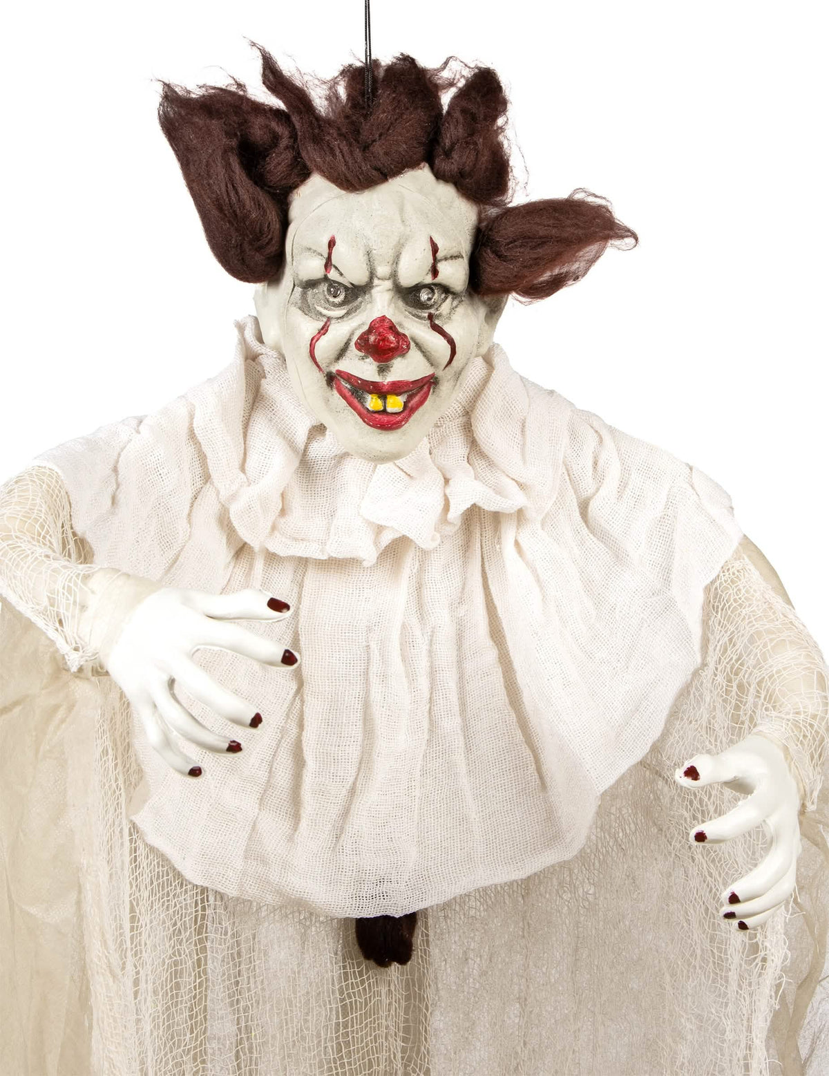 Großaufnahme des Gesichts der hängenden Dekoration Mörder-Clown
