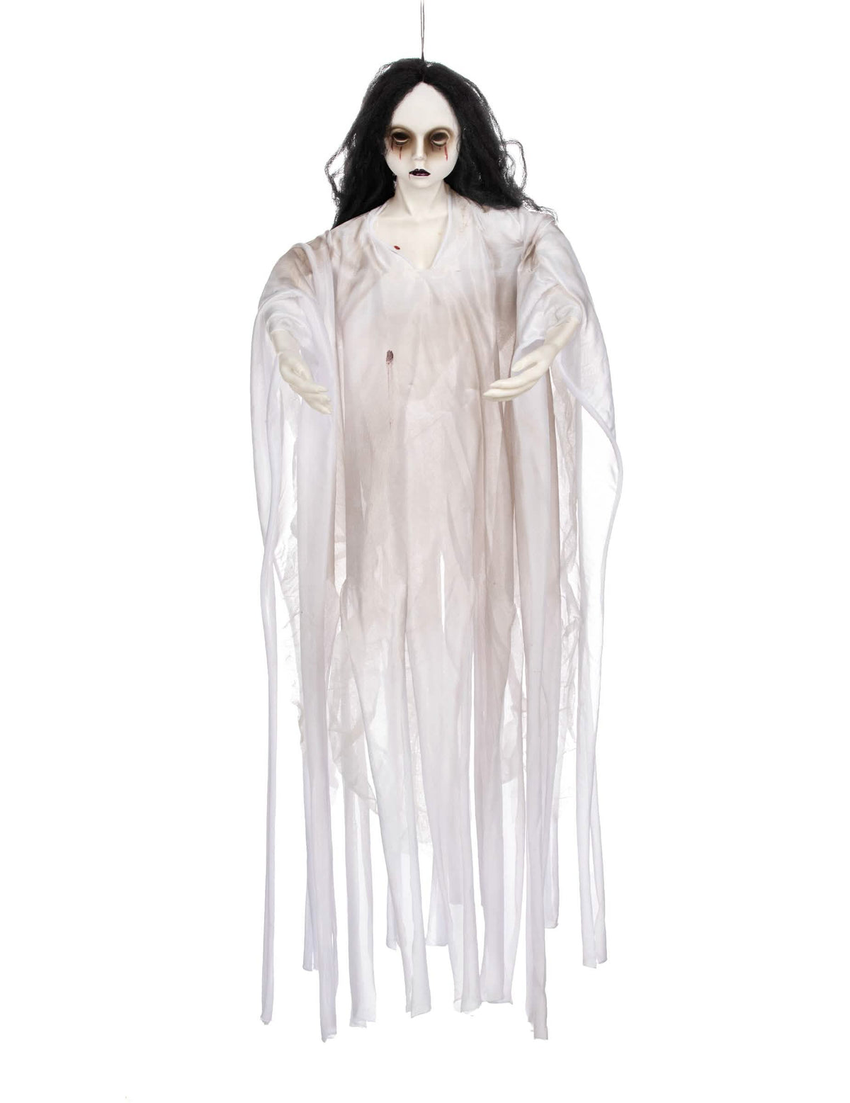 Décoration à suspendre dame blanche pour Halloween lumineuse blanche et noire
