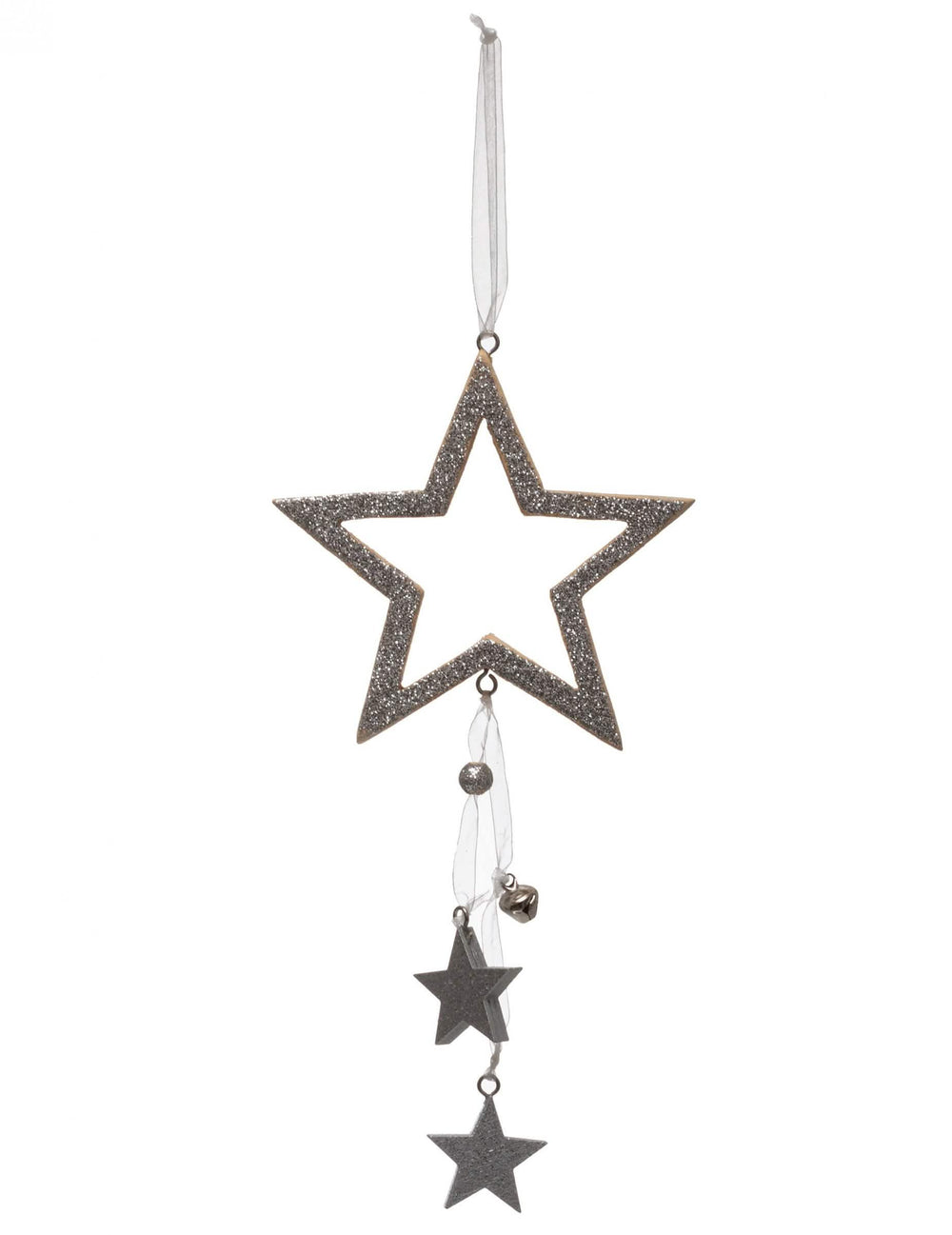 Décoration à suspendre étoile argentée à paillettes et grelots