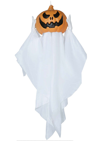 Décoration à suspendre fantôme et citrouille animée pour Halloween orange et blanc