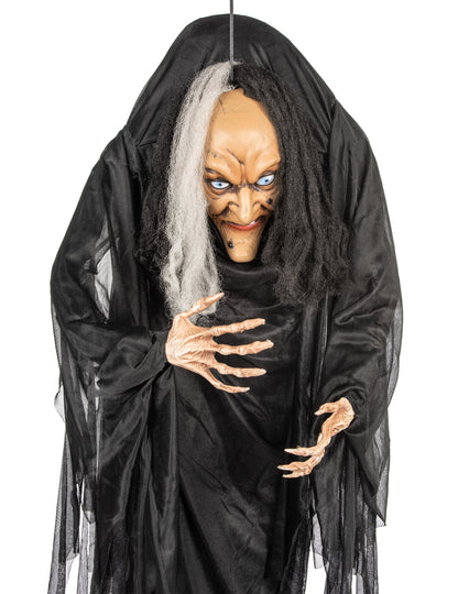 Vue d'ensemble de la décoration à suspendre sorcière pour Halloween noire et blanche