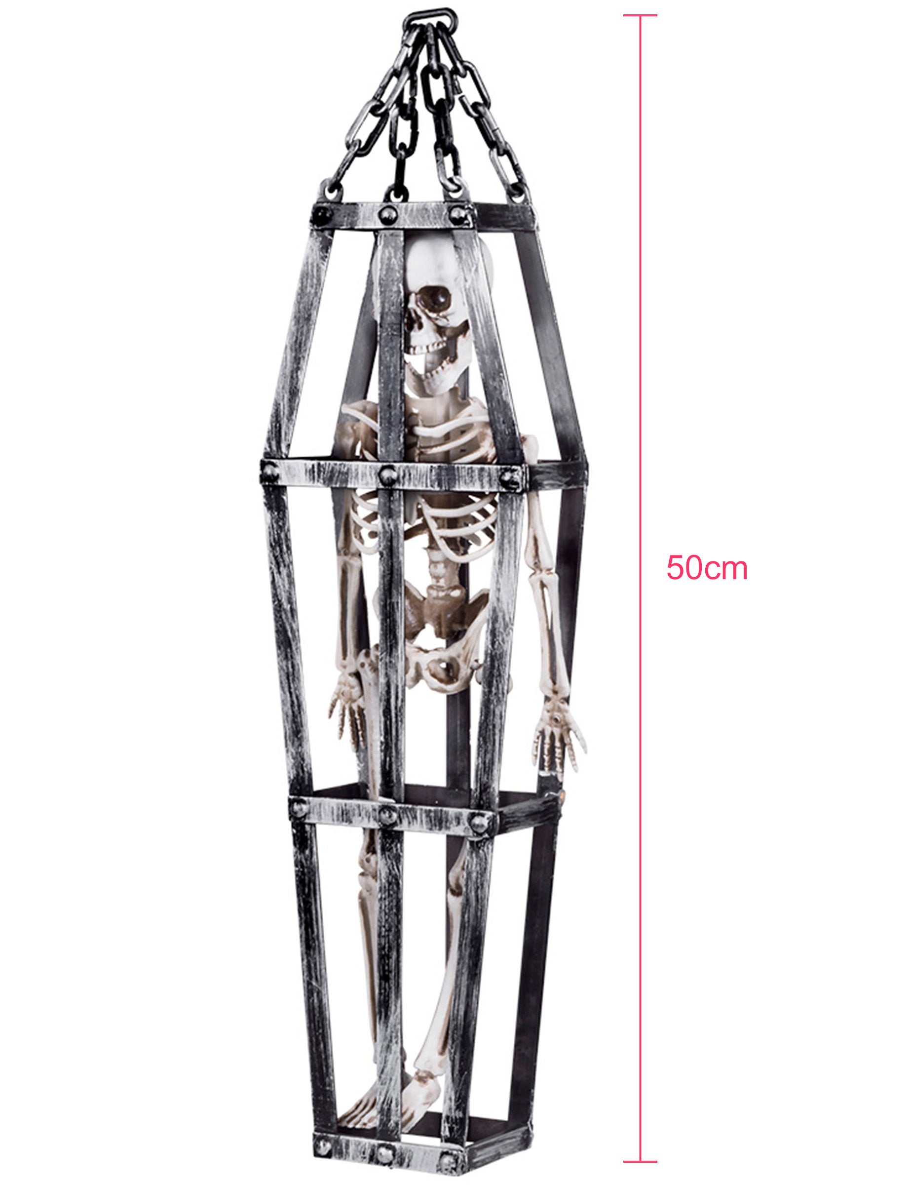 Dimensions de la décoration à suspendre squelette en cage