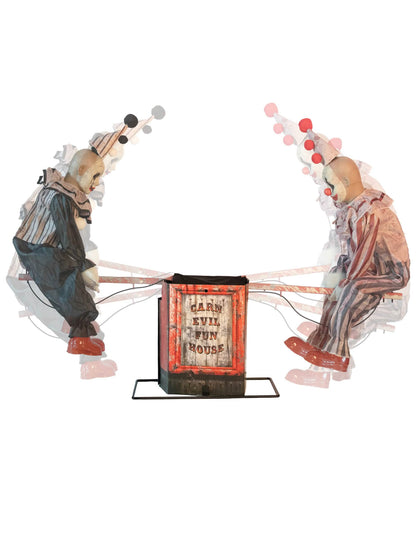 Bewegliche Clowns auf Wippe - Halloween Animation 125 x 90 cm
