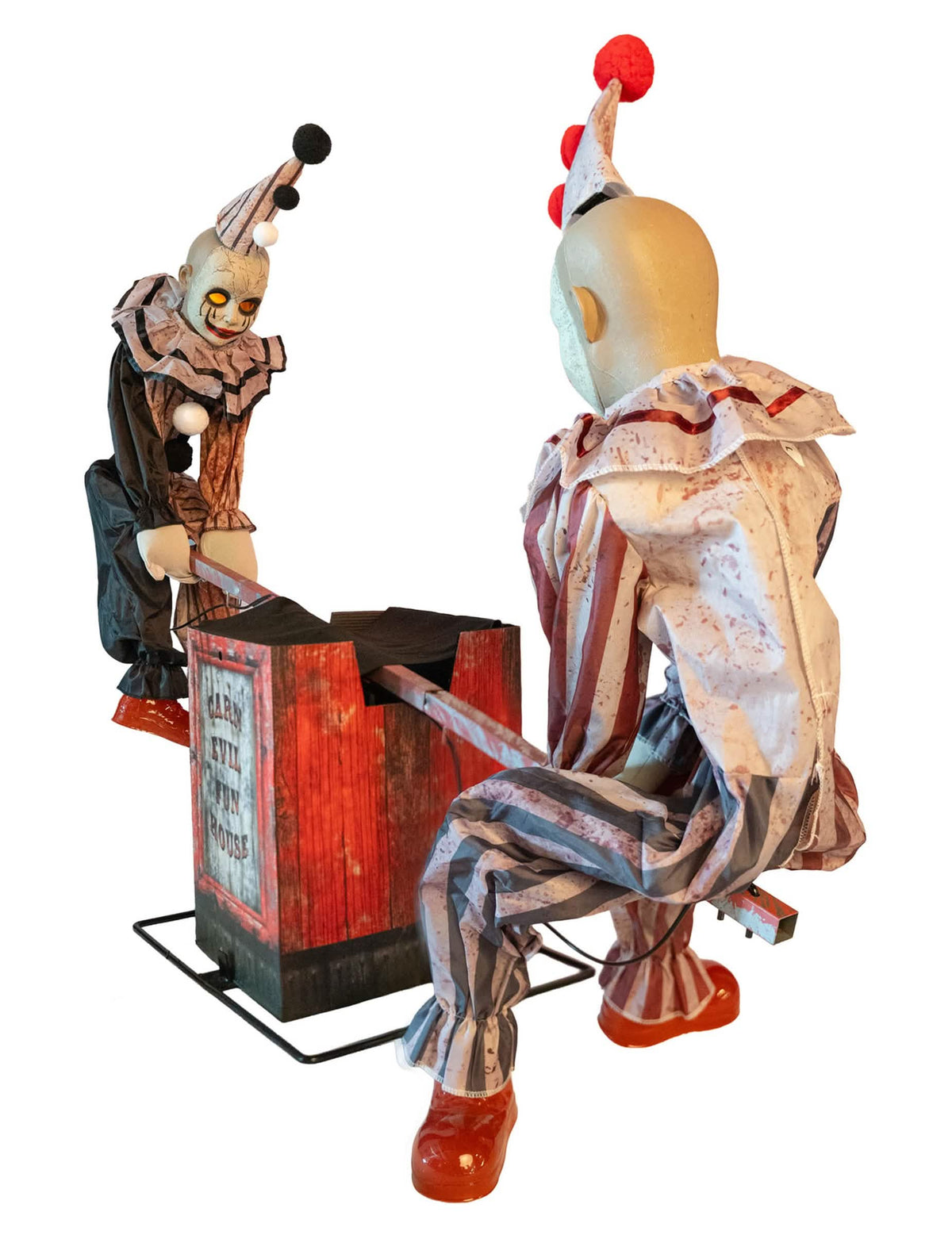 Bewegliche Clowns auf Wippe - Halloween Animation 125 x 90 cm