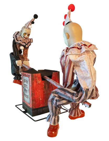 Bewegliche Clowns auf Wippe - Halloween Animation 125 x 90 cm