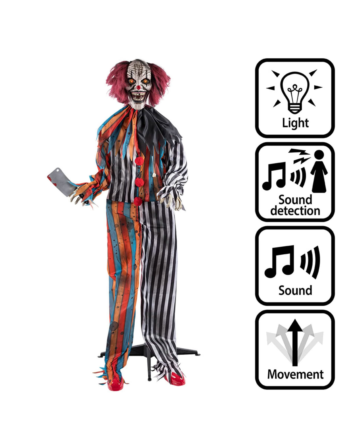 Halloween Animatronic Clown Metzger - beweglich & Sound - 175 cm