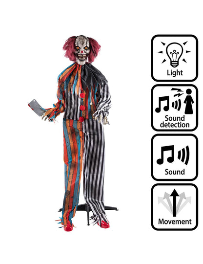 Halloween Animatronic Clown Metzger - beweglich & Sound - 175 cm