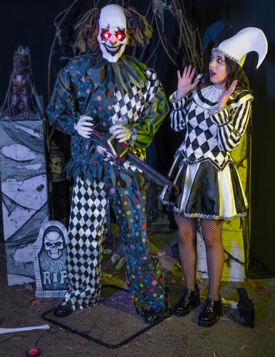 Animierte Geister-Clown-Figur stehend 180 cm