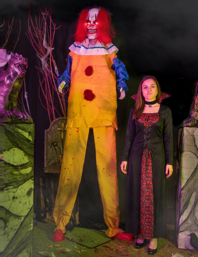 Animierte Horrorclown-Standfigur 230 cm