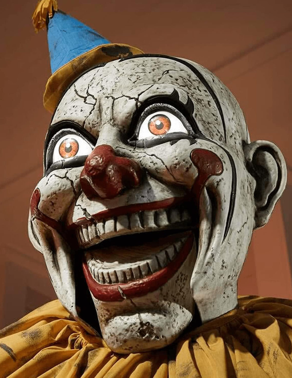 Gros plan sur le visage de la décoration animée clown Jack in the box