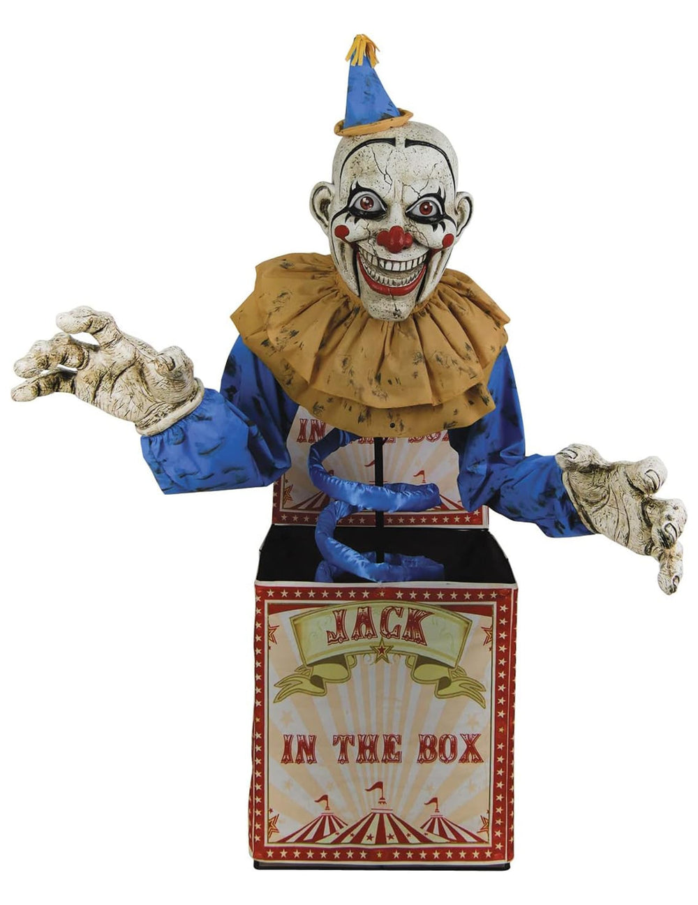 Vue de face de la décoration animée clown Jack in the box