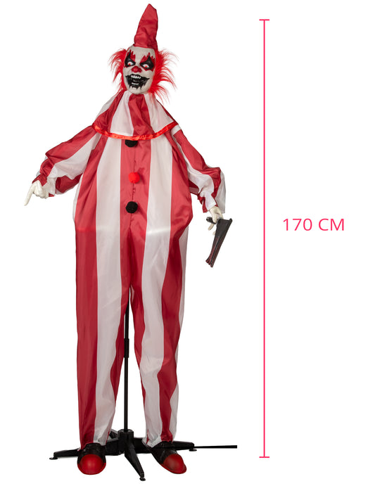 Bewegliche Clown-Figur animiert Halloween-Deko 170 cm