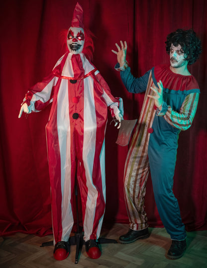 Bewegliche Clown-Figur animiert Halloween-Deko 170 cm