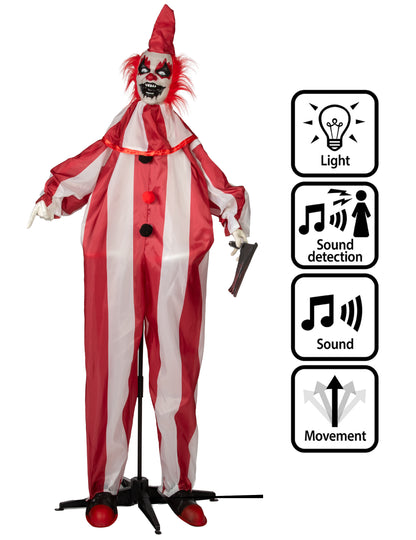 Bewegliche Clown-Figur animiert Halloween-Deko 170 cm