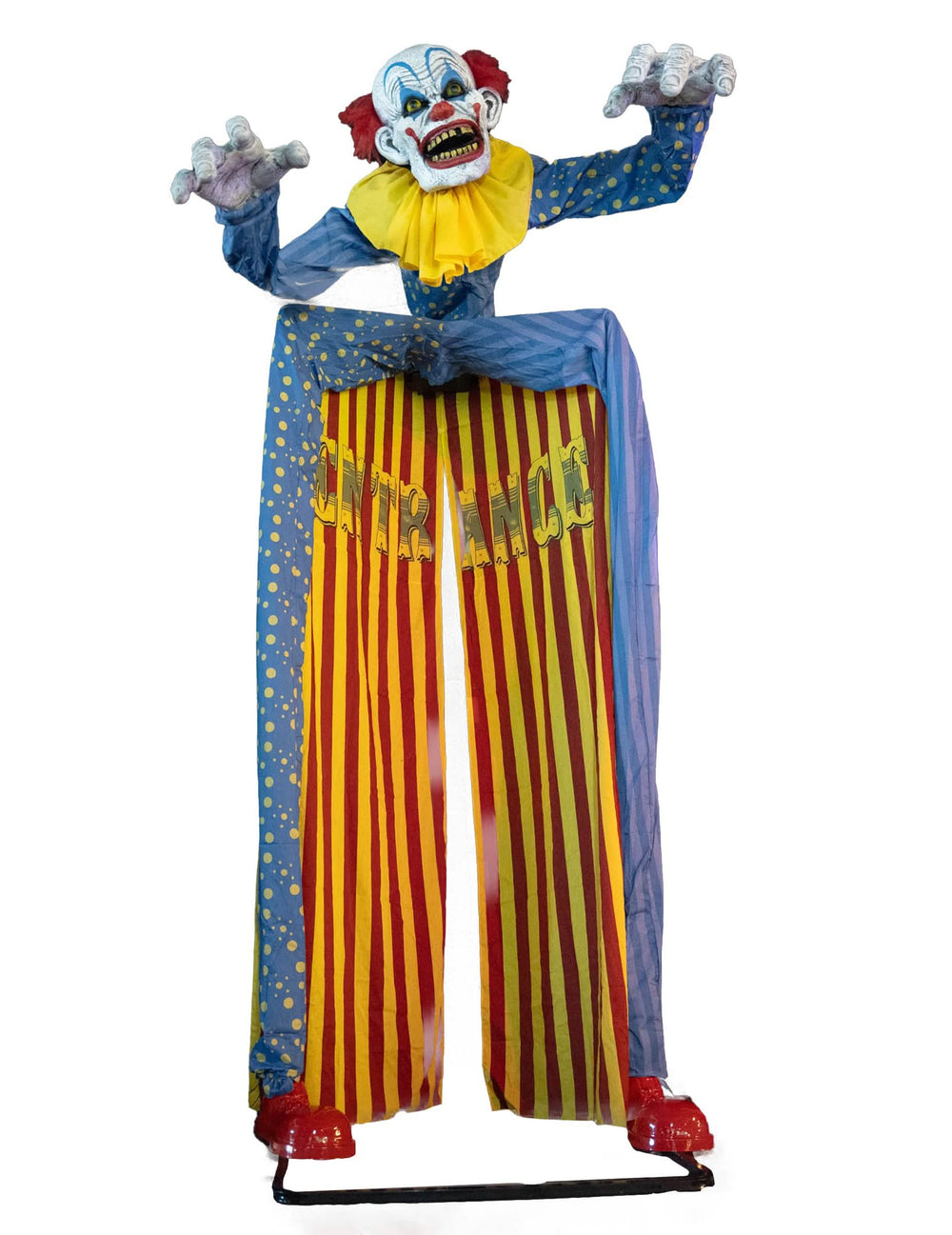 Animierte Deko Clown-Eingang für Halloween Bunt mit Bewegungen, Geräuschen und Lichteffekten
