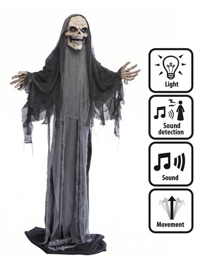 Halloween Dekofigur Sensenmann animiert & ausziehbar 180 - 215 cm