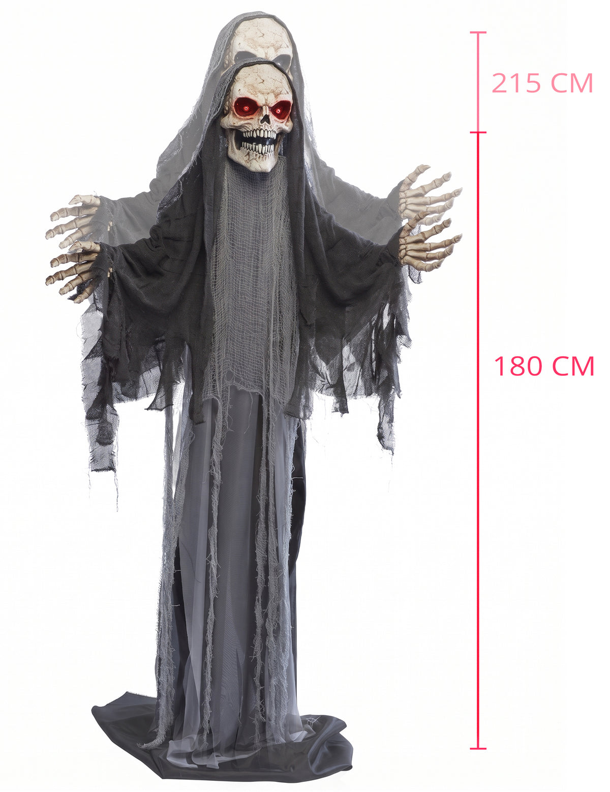 Halloween Dekofigur Sensenmann animiert & ausziehbar 180 - 215 cm