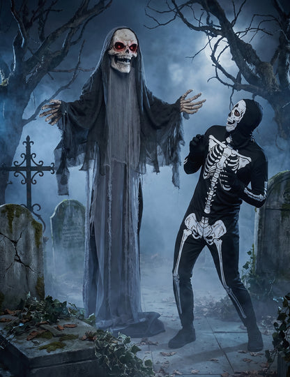 Halloween Dekofigur Sensenmann animiert & ausziehbar 180 - 215 cm