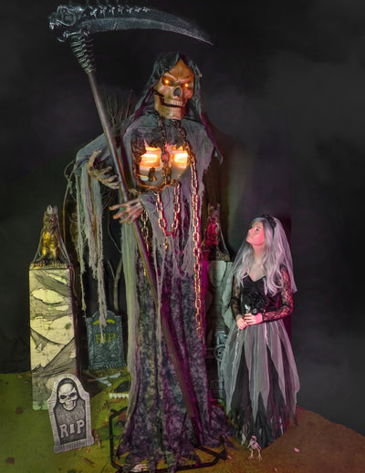 Animierte Skelett-Sensenmann-Figur XXL 3m