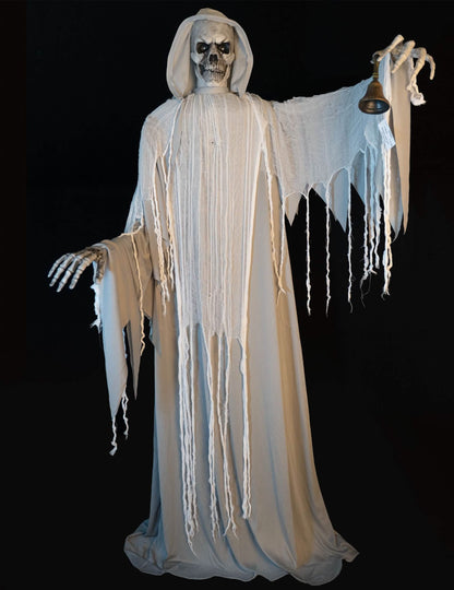 Halloween Dekofigur Skelett-Reaper animiert 182 cm mit Glocke