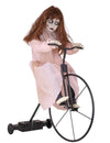 Animierte Deko besessenes kleines Mädchen auf Fahrrad für Halloween Rosa, Pinkes Kleid mit Bewegung