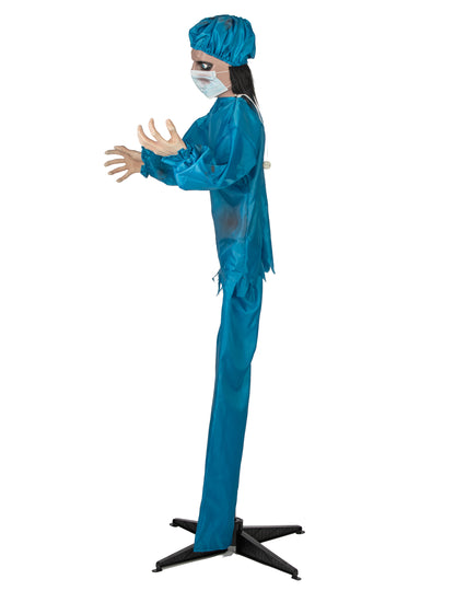 Große animierte Halloween-Figur Irrer Mediziner 170 cm