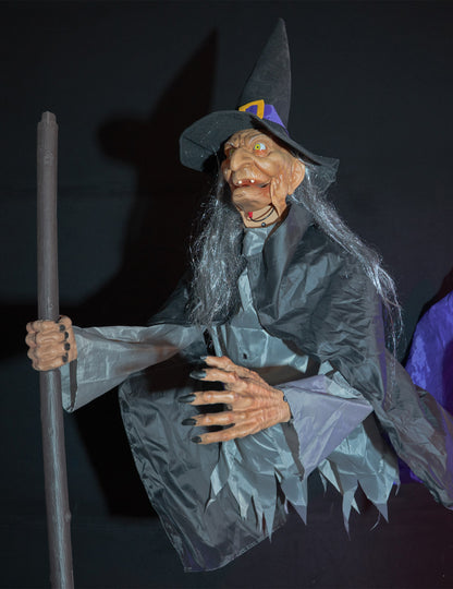 Fliegende Hexe animiert Halloween-Deko 3,10m