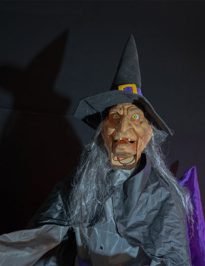 Fliegende Hexe animiert Halloween-Deko 3,10m