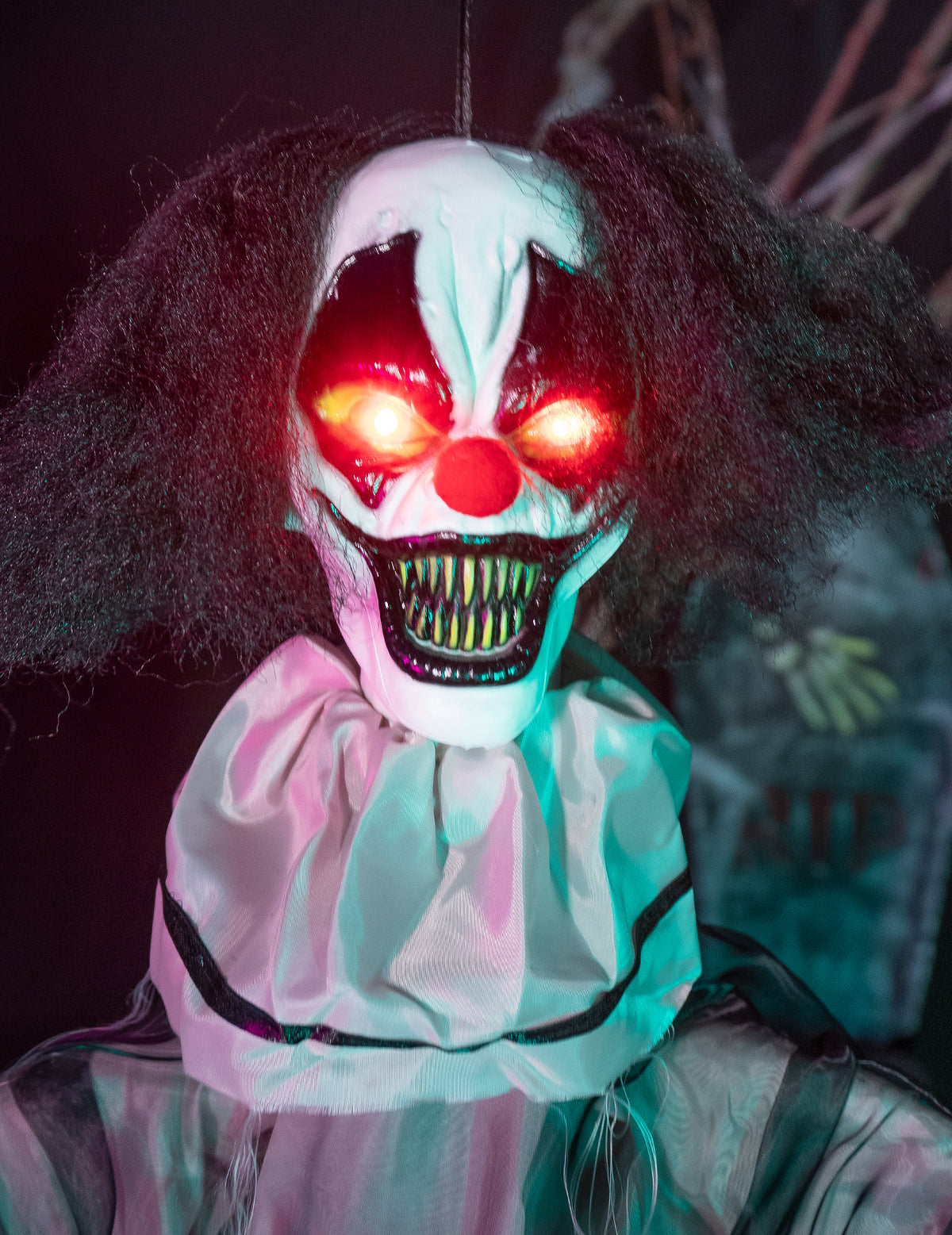 Gruseliger Clown zum Aufhängen - Animation, Licht & Ton - 90 cm
