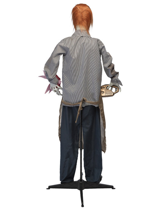 Halloween Dekofigur animiert Kettensägen-Killer 165 cm