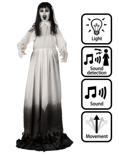 Animierte Geisterwitwe-Deko mit Bewegung & Sound - 190 bis 225 cm