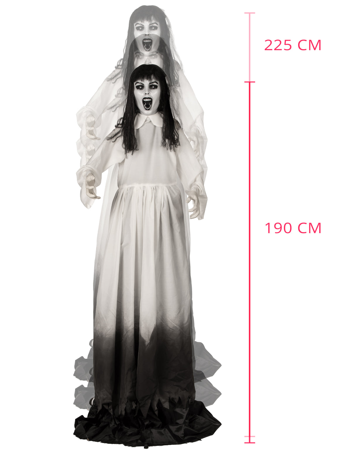Animierte Geisterwitwe-Deko mit Bewegung & Sound - 190 bis 225 cm