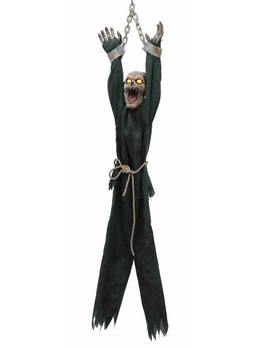 Gefangener Zombie Animatronic Hängedeko 1,4 m schwarz