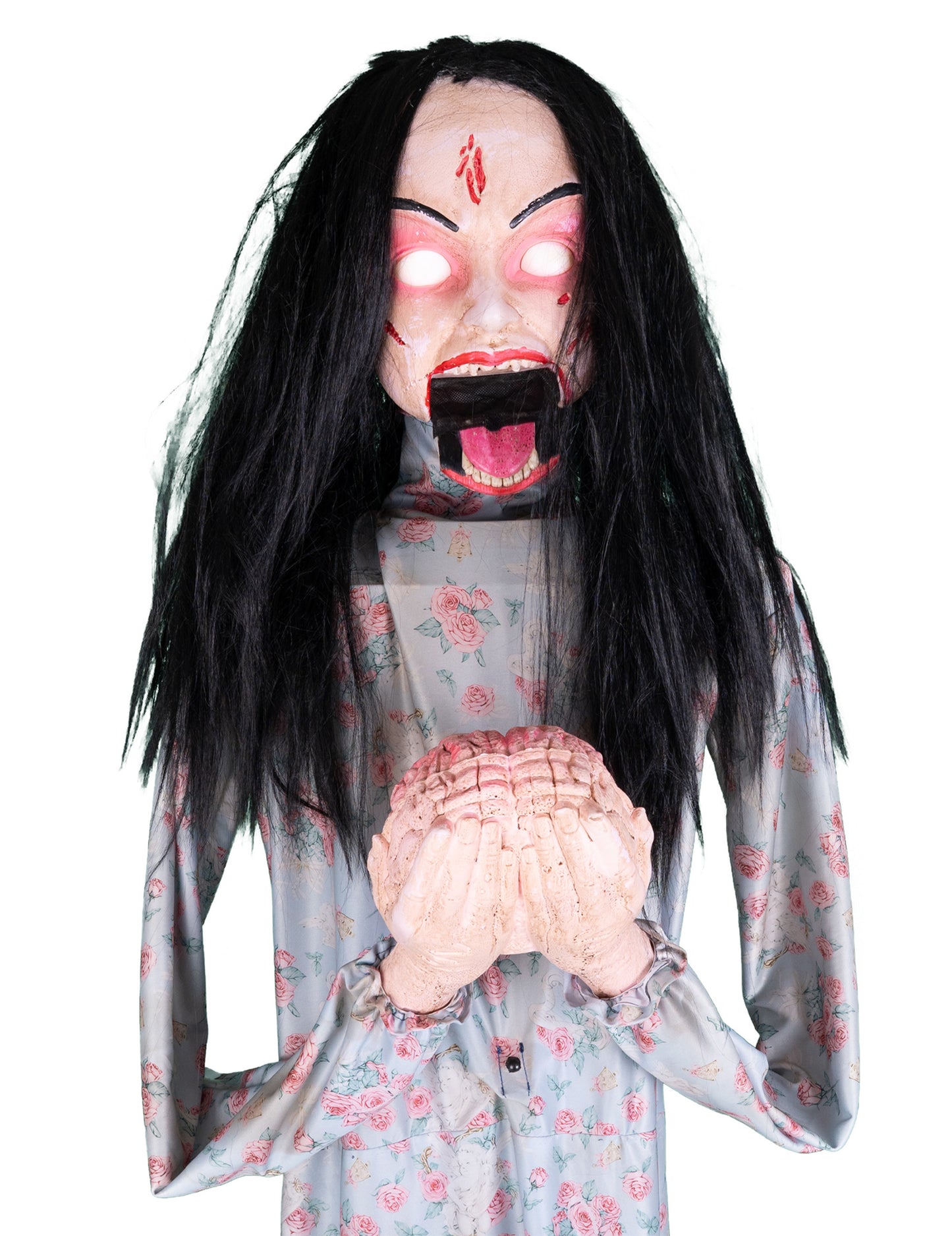 Animierte Zombie-Figur mit Gehirn 200 cm
