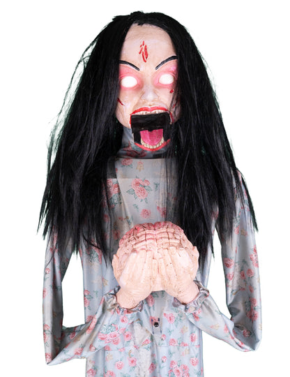 Animierte Zombie-Figur mit Gehirn 200 cm