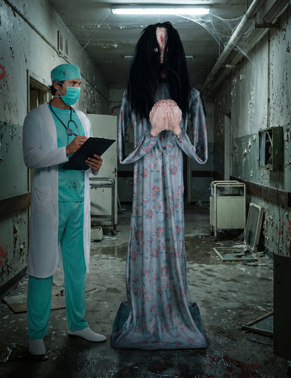 Animierte Zombie-Figur mit Gehirn 200 cm