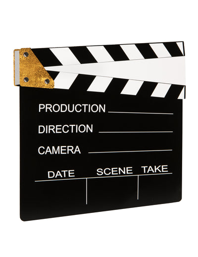 Décoration clap de cinéma noir et blanc en carton personnalisable