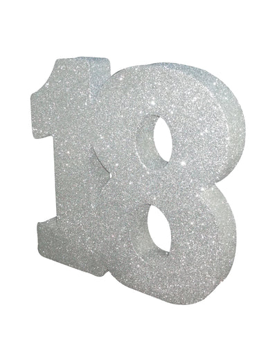 Décoration de table 18 ans pour anniversaire argent pailleté