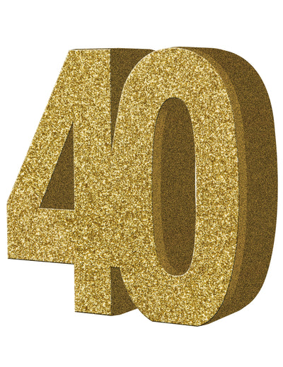 Décoration de table 40 ans pour anniversaire dorée pailletée